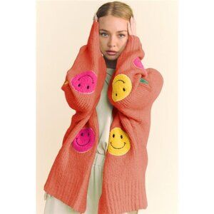 nwt Davi‎ & Dani Fuzzy Smile Open Front Long Sleeve Cardigan